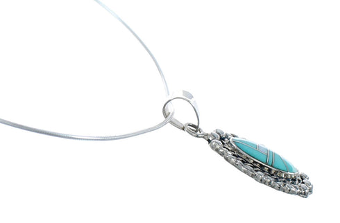 Southwest Turquoise Opal Inlay Sterling Silver Snake Chain Necklace Set JX129149